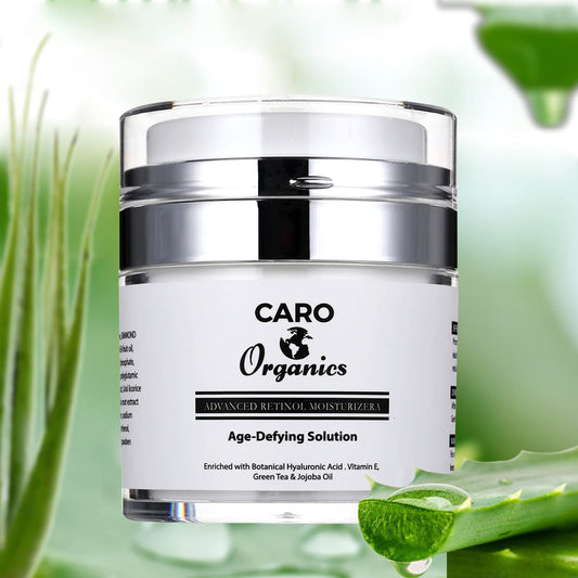 CARO Organics Retinol Face Cream with Hyaluronic Acid & Vitamin E - The Best Anti Aging Cream to Reduce Wrinkles & Age Spots Day & Night cream. Best Age-Defying Solution. 50ml