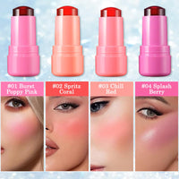 Generic 4 Pcs Jelly Blush Stick, Waterproof & Sweatproof 3-in-1 Multi-Use for Cheeks Lips Eyes, Long-Lasting 12-Hour Hydrating Formula with Hyaluronic Acid, Portable 4-Color Set with Nude (4PCS)