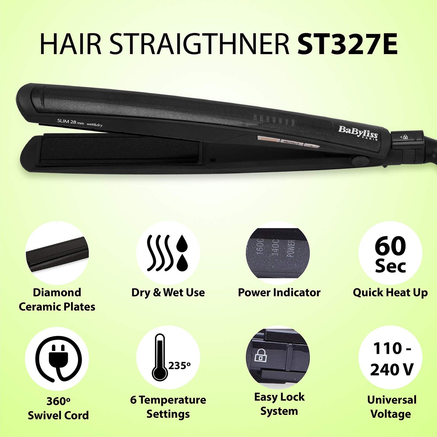 BaBylissPRO BaByliss ST327E Haarglätter Slim 28 mm Intense Protect