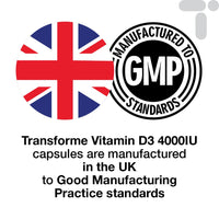 Transforme Vitamin D3 4000 IU, 365 Capsules 1 Year Supply, Maximum Strength High Absorption Softgels, Easy to Swallow Quadruple Strength VIT D3 Cholecalciferol - Not Tablets, Gluten Free
