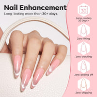 Modelones Nail Builder Gel, Jelly Pink Builder for Nails, Hard Gel Nail Strengthener Extension Rhinestone False Nail Tips Glue Gel in a Bottle 15ML
