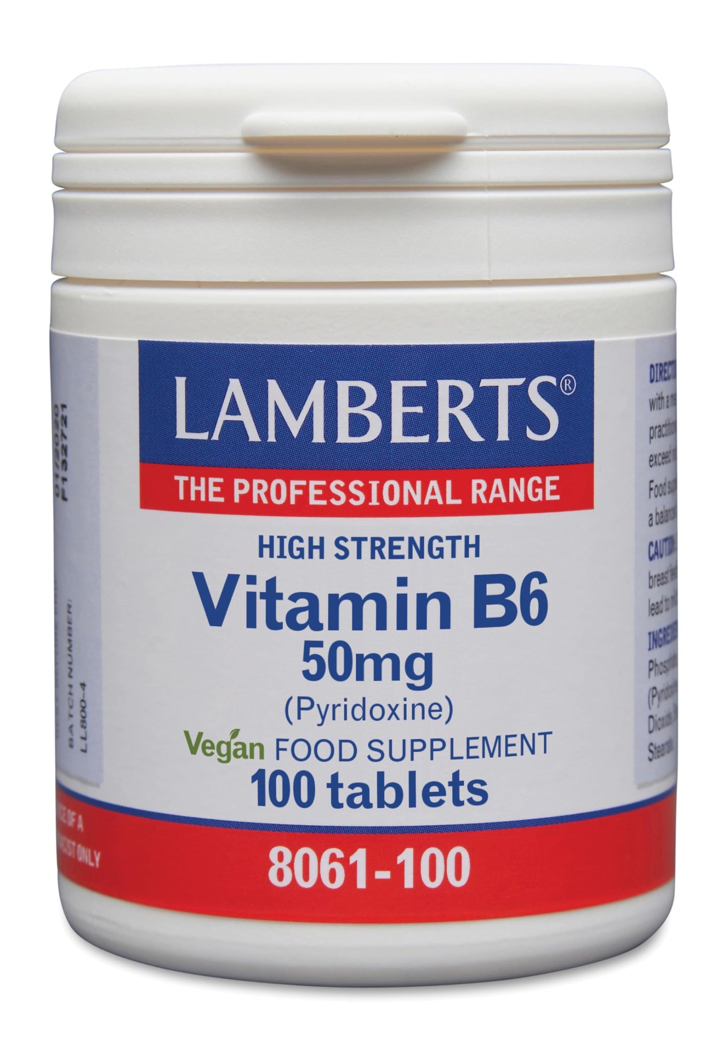 Lamberts Vitb6 50Mg (Pyridoxine) 100 Tablets
