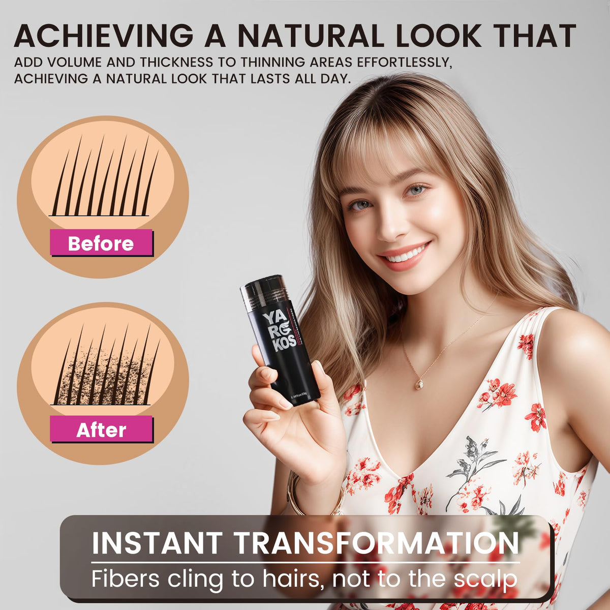 MIFANYO Instant Hair Thickening Fibers, Light Blonde, Hair Building Fibers for Conceals Hair Loss, Instantly Hairline Filler Powder for Thinning Hair, Women Root Touch Up, Men Bald Spot Cover Up