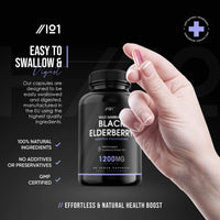 ALPHA01 Black Elderberry Extract Capsules - 1200mg - Wild European Sambucus Extract 10:1 for Immunity - Vegan, Non-GMO, Kosher, Gluten Free. 90 Vegan Capsules.