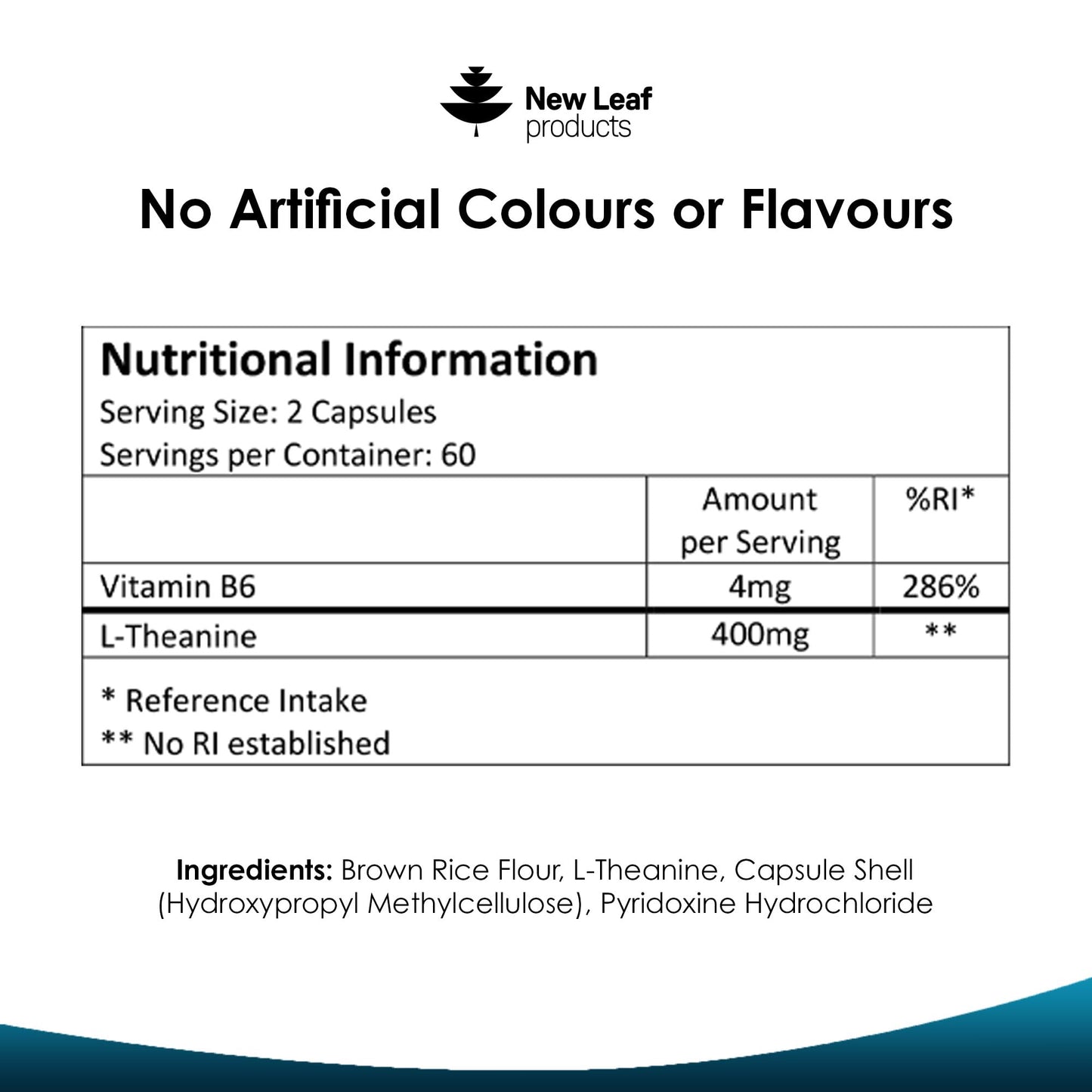 L Theanine Enriched with Vitamin B6 - High Strength L Theanine 400mg Natural Nootropics from Green Tea - 120 Vegan L-Theanine Capsules - Made in The UK Theanine Supplements by New Leaf