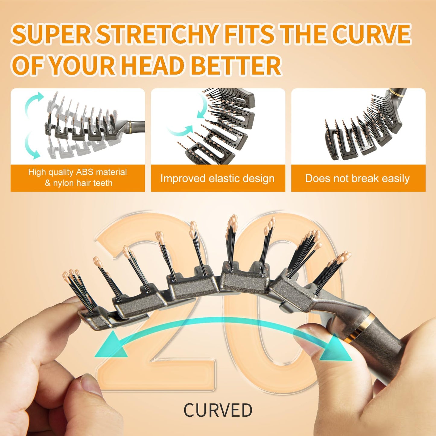 SHINLEA Detangling Hair Brush, Wet Brush Detangler for Women, Men & Kids, Anti-Tangle Vented Paddle Brushes for Wet, Dry, Straight & Curly Extension Hair, Unique Fishbone Design, Styling Tool