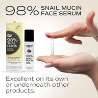 Benjamin Button 98% Snail Mucin Serum - Hydrating, Anti-Aging, & Brightening with Hyaluronic Acid, Niacinamide, Green Tea, Aloe Vera | Ideal for Sensitive Skin & All Skin Types