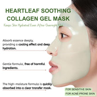 IZBEAUVO 3Pcs Heartleaf 70 Collagen Face Mask, Bio Overnight Sheet Mask for Glass Skin, Color Changing Collagen Gel Mask, Hydrogel Face Masks with Hyaluronic Acid, Deep Hydration, Tightening, Korean Skincare
