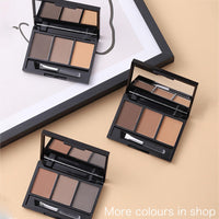 HAORQEE Eyebrow Powder Palette, Dark Brown Light Brown Brow Powder Shaping Kit Eyebrow Filler Brow Tint Root Touch Up Face Contour Hairline Powder, Natural Waterproof Long Lasting Make-Up Palette with Brush