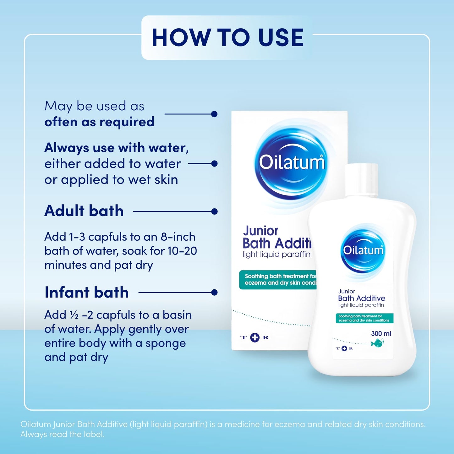 Oilatum Junior Bath Additive, Eczema and Dry Skin Emollient, Soothing and Hydrating Formula for Sensitive, Itchy Skin, Dermatologist Recommended Relief for Kids, 1 x 300ml