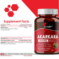 AMALTH Amalth Akarkara Anacyclus Pyrethrum Extract Supplements for Naturally Supports Your Stamina, Strength and Build Lean Muscle Mass- 500mg- 90 Capsules
