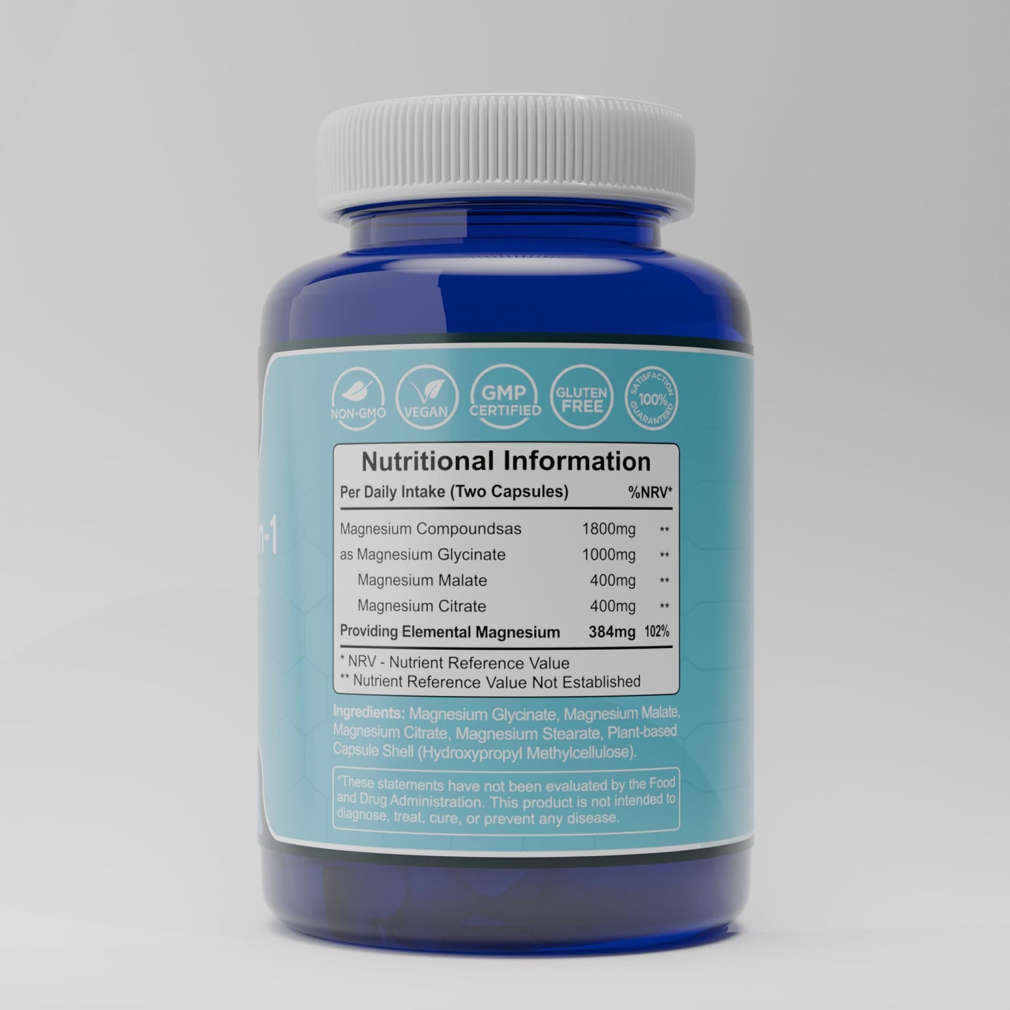 Magnesium 3-in-1 Complex – 1800mg of Glycinate, Citrate & Malate – 384mg Elemental Magnesium – Highly Bioavailable Formula – 90 Vegan Capsules for Muscle Health, Energy & Stress Relief