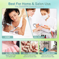 NAILGIRLS Cordless Electric Nail Files, T18 Professional Rechargeable Nail Drill 35000 RPM, Portable E File Kit for Acrylic Gel Nails Manicure Salon Home, White