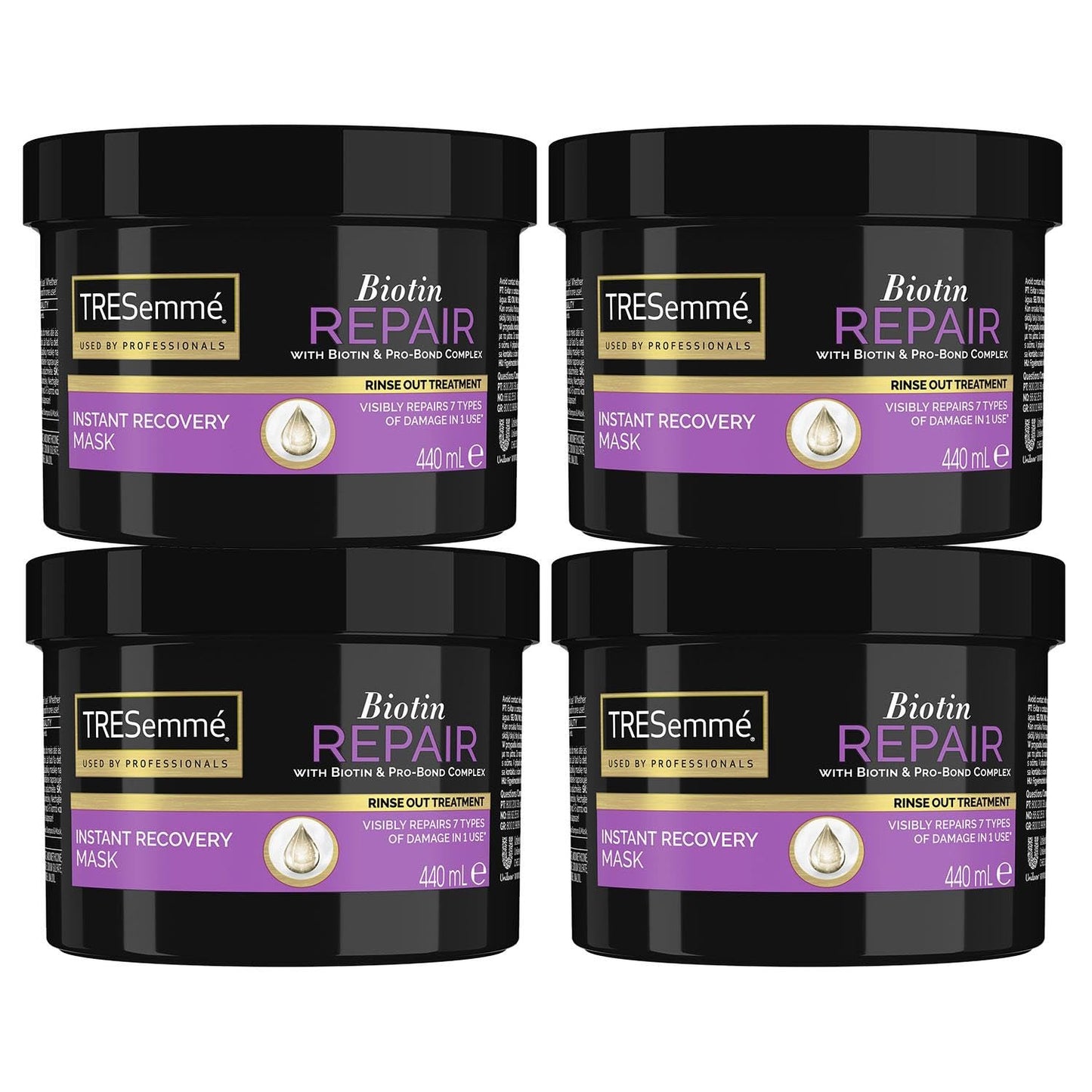 TRESemmé TRESemme Biotin Repair Instant Recovery Hair Mask Rinse-out Hair Treatment with Biotin and Pro-Bond Complex for Visible Repairs of Damaged Hair, 440ml Pack 4