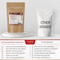 Time Health Mushroom Complex 6 Powder ∣ Chaga, Cordyceps, Shiitake, Reishi, Lions Mane, Maitake ∣ 30% Polysaccharides (100g Powder Pouch)