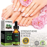 ETRONG Organic Castor Oil,Pure Cold Pressed Castor Oil for Eyebrows,Eyelashes,Hair Growth,Nails,and Skin with 1 Set of Eyebrow&Eyeliner Brushes (10 ml)