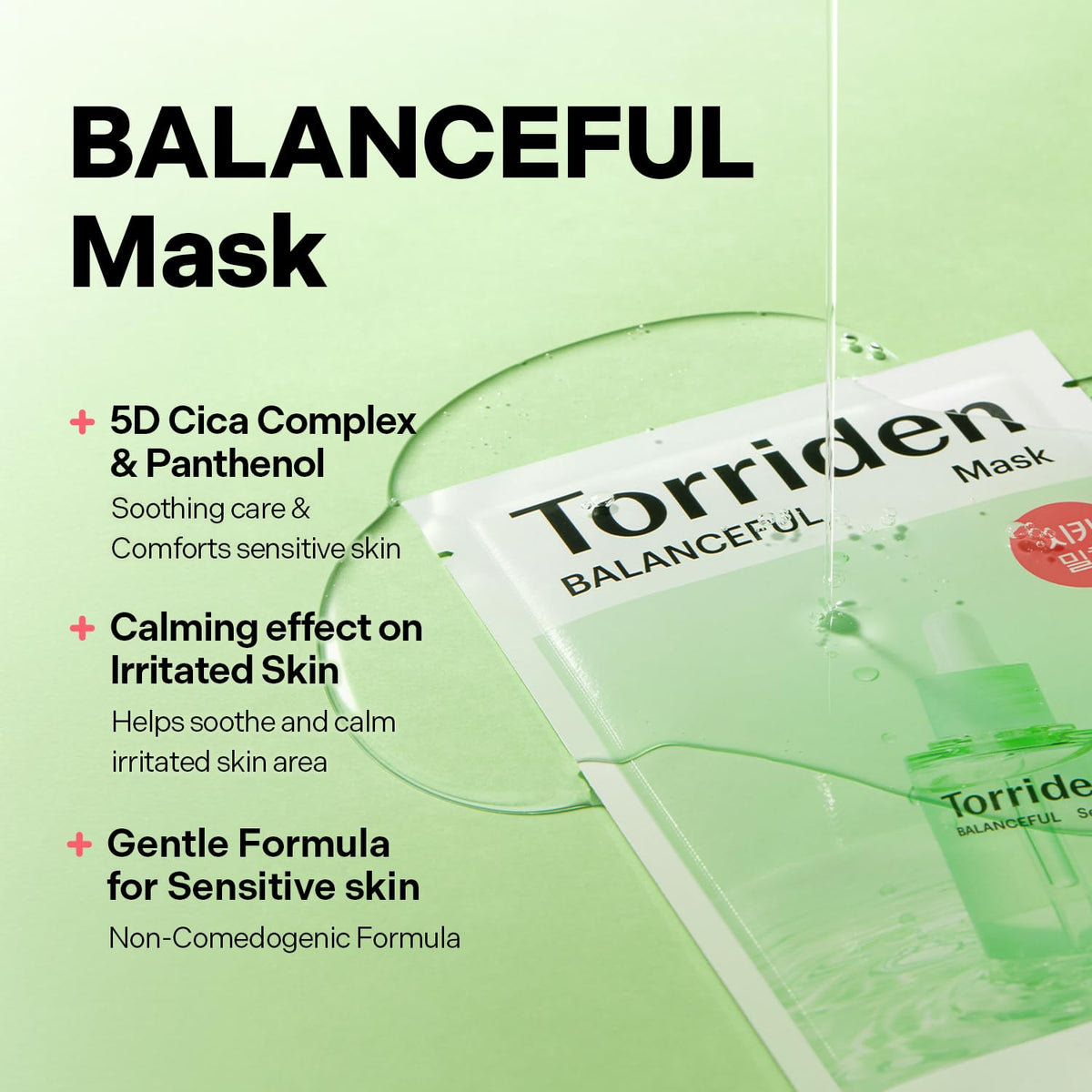 Torriden BALANCEFUL Cica Facial Sheet Masks (10 Sheets) - Gotu Kola Infused Facial Mask for Soothing Calming Balancing and Nourishing with Centella Asiatica Hyaluronic Acid and Panthenol