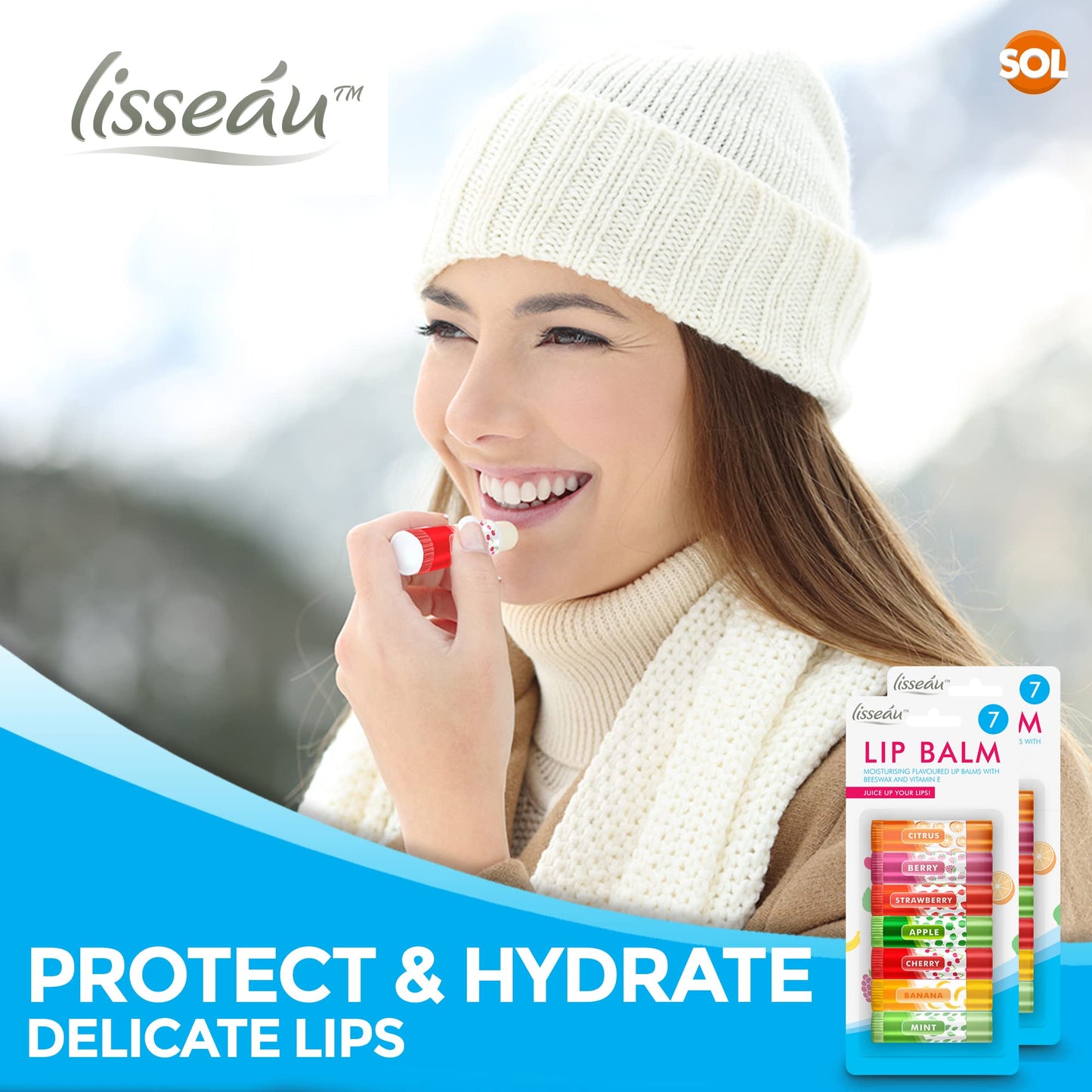 SOL 14pk Lip Balm Set | Flavoured Lip Balms with Beeswax and Vitamin E | Moisturising Lip Balm Multipack | Protect & Hydrate Beeswax Lip Balm Stick | Lip Balms | Lipbalm | Lip Moisturiser | Girls Lip Balm