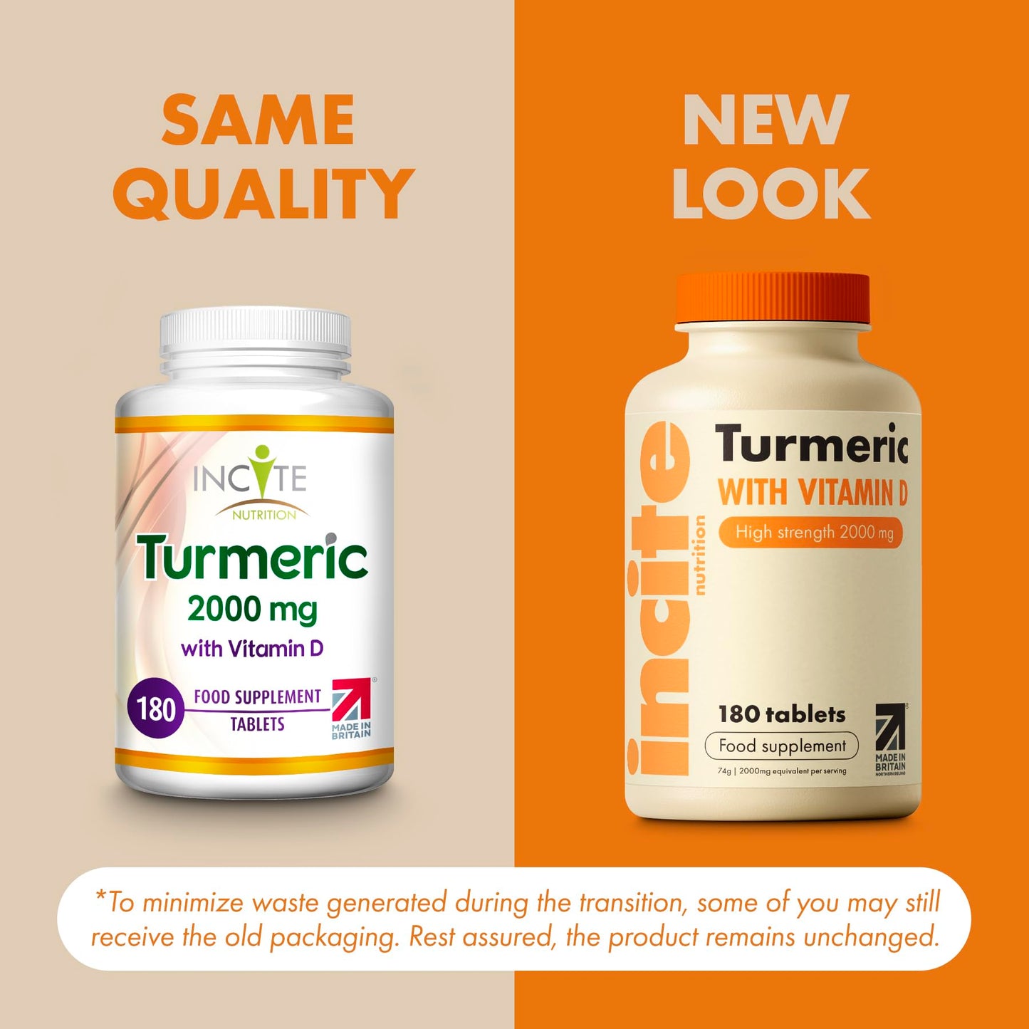Incite Nutrition Turmeric Tablets 2000 mg. 3 Month Supply of High Strength Curcumin with Vitamin D. Antioxidant, Anti-Inflammatory, Immune System Support. Non-GMO and Suitable for Vegetarians