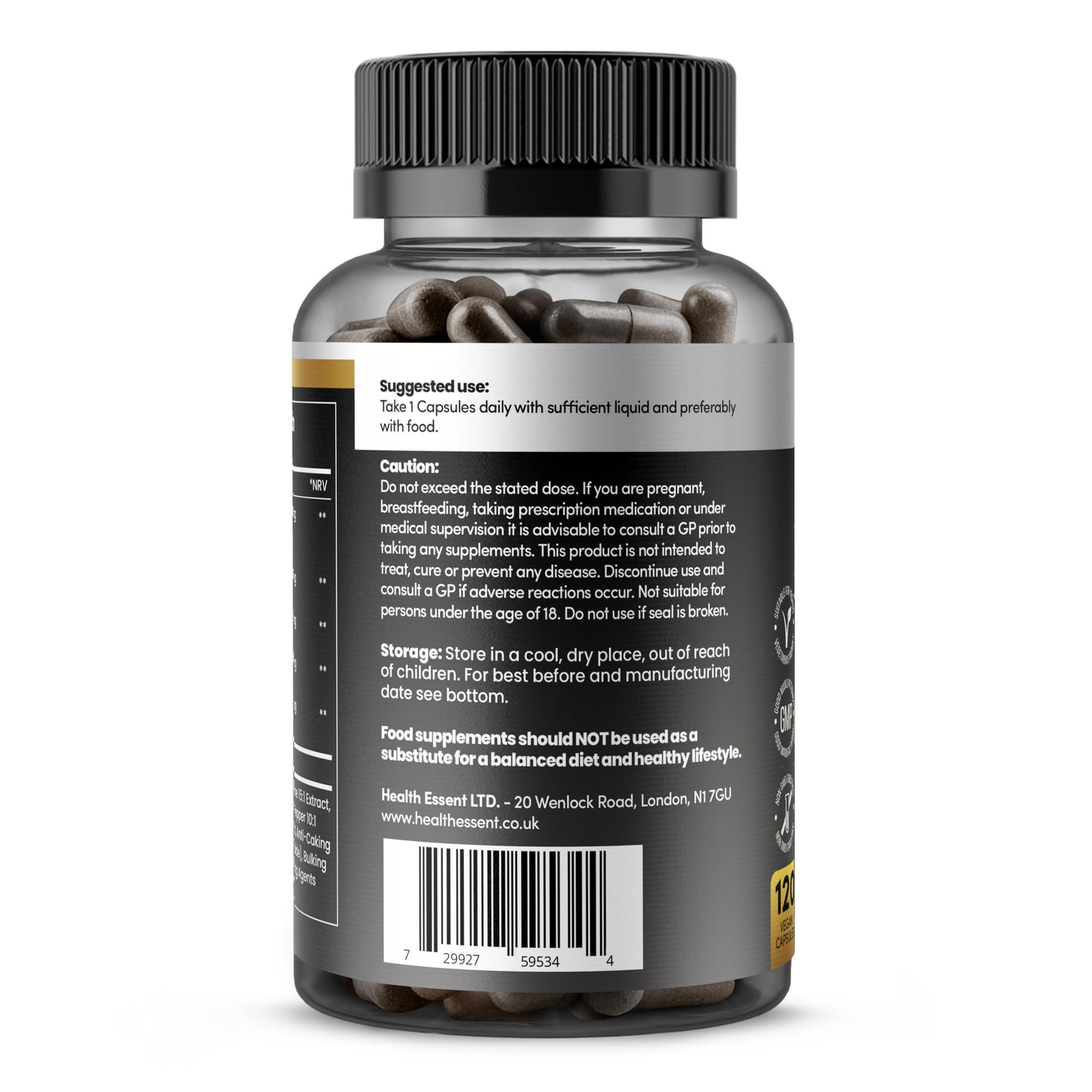 HealthEssent Shilajit Seamoss and Lions Mane Capsules, 11500mg 3-in-1 Brain & Focus Supplement with Ashwagandha & Black Pepper, High Strength Lions Mane Shilajit Blend for Energy & Immunity,120 Vegan Capsules
