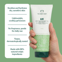The Body Shop Aloe Multi-use Soothing Face & Body Gel (1x 200ml), Hydrating Aloe Vera Gel for Sensitive Skin, 98% Natural Origin Ingredients, Vegan & Fragrance-Free