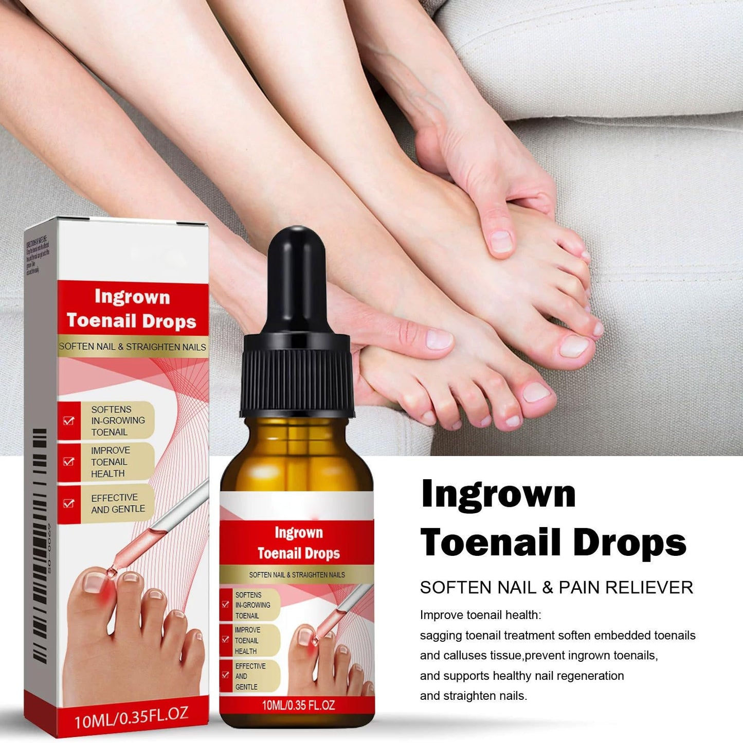 Fashion Base Ingrown Toenail Treatment Drop - Ingrown Toenail Treatment- Cuticle Care Oils for Ingrown Toenails - Trimming Toenail Softening Drops Natural Ingrown Toenail Correction Fungal Nail - 10ml