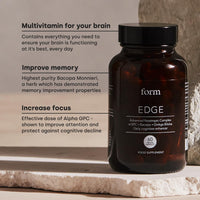 Form Edge - Natural Nootropic for Focus | Daily Cognitive Enhancer to Improve Memory and Increase Calmness | Alpha GPC | Herbal extracts, nootropics and B Vitamins | Bacopa Monnieri | Ginkgo Biloba