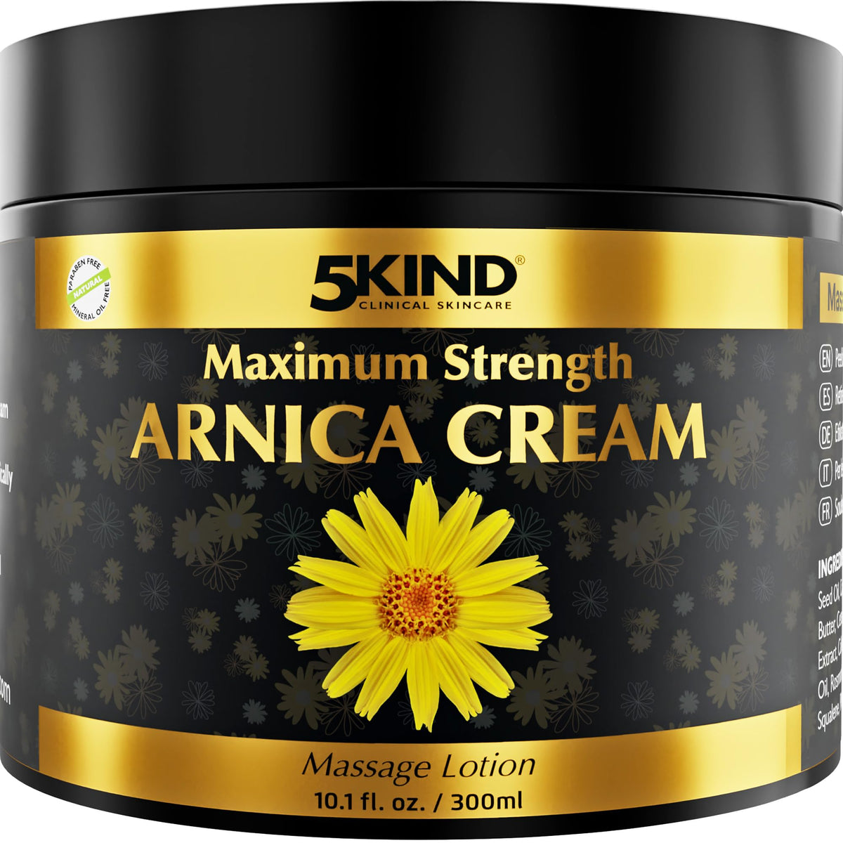 5KIND CLINICAL SKINCARE 5kind Extra Strong Arnica Cream Massage Lotion 300ml - Fast Acting Arnica Cream for Bruising and Swelling - Intensive Arnica Montana Extract Bruise Cream - Natural Muscle Cream for Muscles & Joints