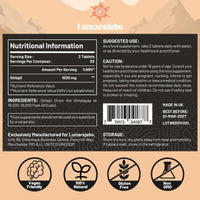 Lumarejebo Shilajit Tablets 30,000mg, 100% Pure Himalayan Shilajit Tablets (1000mg Per Serving), Rich in 85+ Trace Minerals & 60% Fulvic Acid, for Energy and Immune Support (60 Tablets)