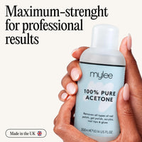 MYLEE Mylee 100% Pure Acetone (300ml) - Gel Nail Polish Remover – Maximum Strength Professional Soak-Off for UV/LED, Acrylics, Nail Tips & Glue - Made in the UK