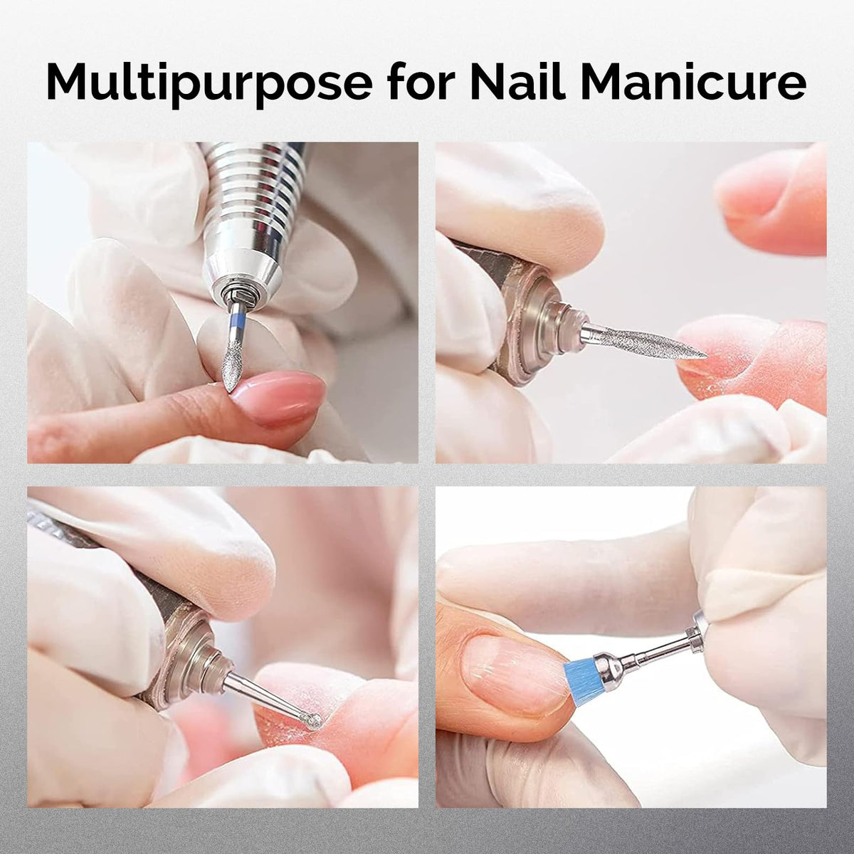 MelodySusie MELODYSUSIE Nail Drill Bits Set Diamond Metal Professional 3/32 Inches, for Acrylic Nails and Electric Nail Files Drill Machine Manicure Pedicure Home Salon Use, 10pcs (Sliver)