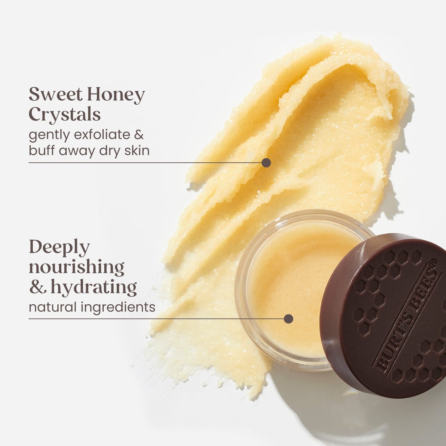 Burt's Bees Lip Scrub and Exfoliator, With Sweet Honey Crystals, Cocoa Butter & Beeswax to Exfoliate and Hydrate Lips, 7.08g