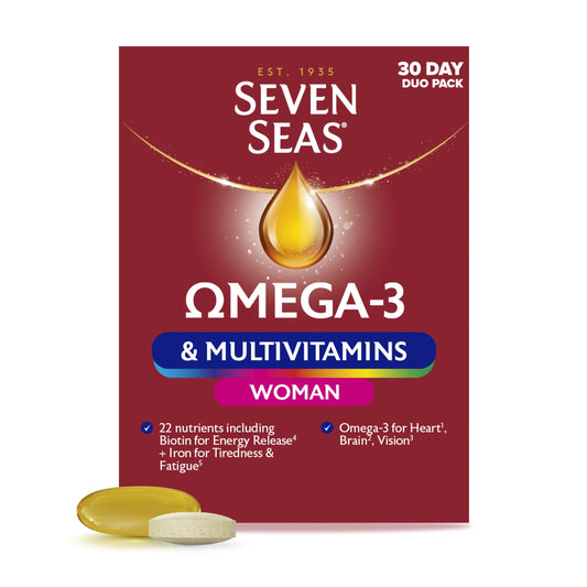 Sevenseas Seven Seas Omega-3 and Multivitamins Woman, with Biotin and Iron, 30-Day Duo Pack