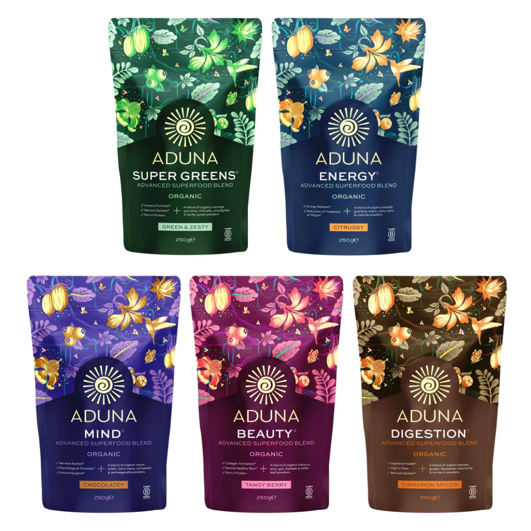 Aduna Advanced Superfood Digestion Blend | 100% Organic Powder for Smoothies/Juices & Yoghurt | 250g Resealable and Recyclable Pack