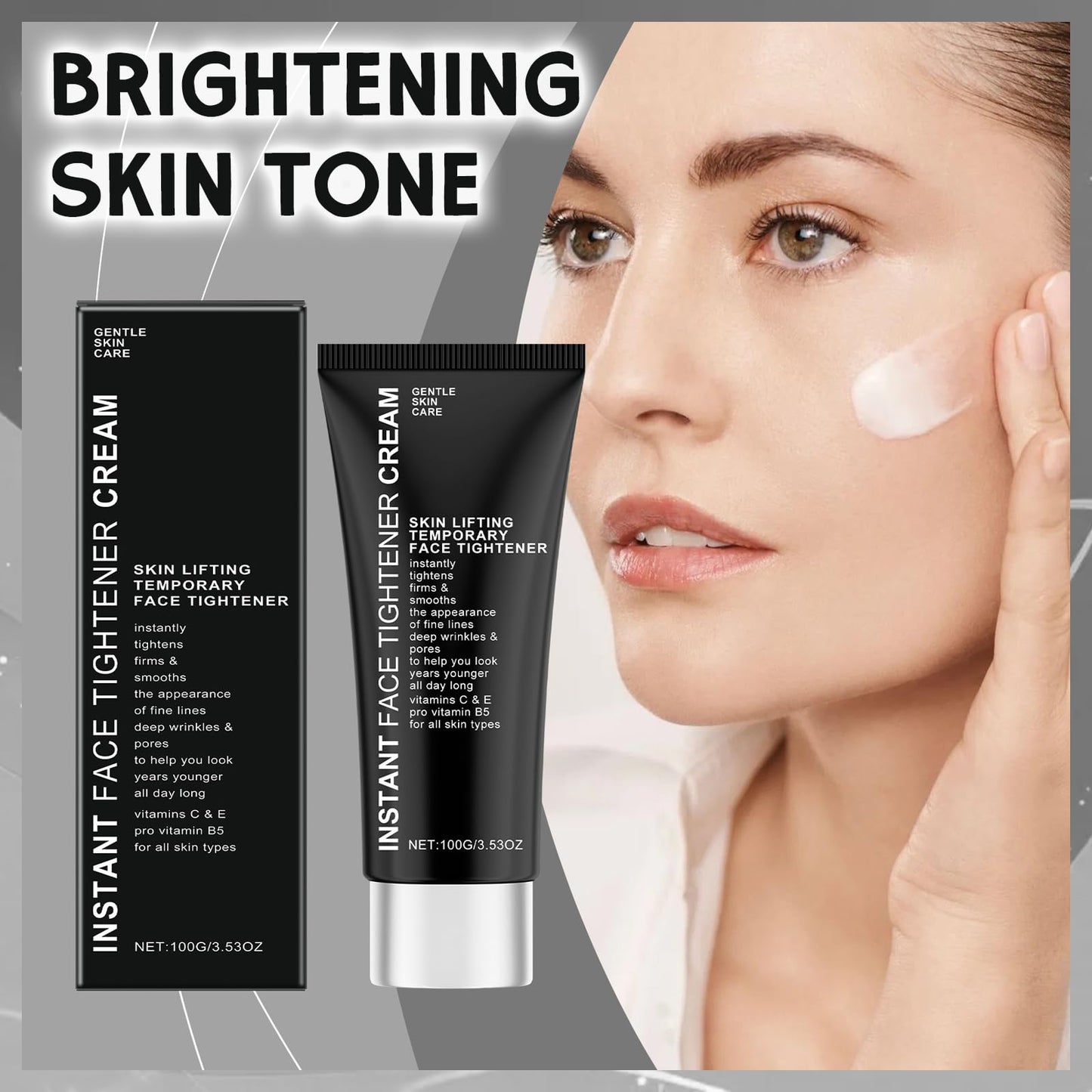 MINSHZEE 100g Face Tightener No-Filter Primer,Fac/e Tigh/tener Anti Wrinkle Firming Cre/am,Instant Fir/mx Temporary Fa/ce Tightener,Skin Tightening Cream for F/ace Li/ft,Instant face tightening cream