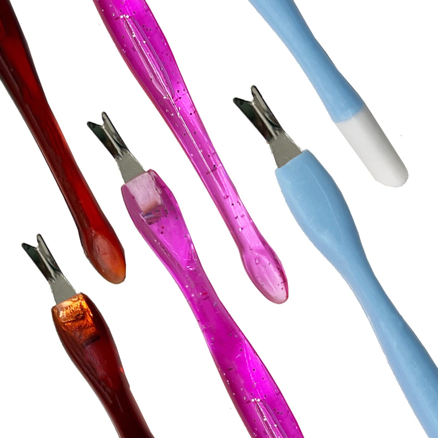 LuenHego Cuticle Remover Cuticle Pusher Nail Cuticle Trimmer 6PCS V-shaped Dead Skin Remover Double Sided Rubber Nail Cleaner Tool, 3 Colours