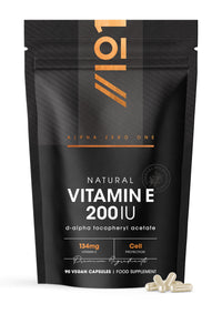ALPHA01 Vitamin E 200IU D-Alpha Tocopherol – 100% Natural Vitamin E – 90 Vegan Capsules – Highly Absorbable – 3 Month Supply – Protects Cells from Oxidative Stress – by Alpha01