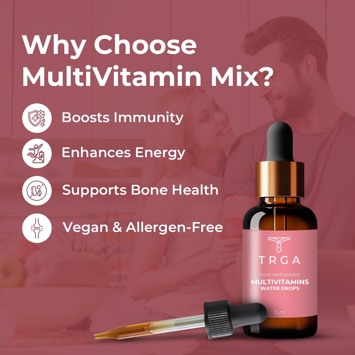 TRGA Multi-Vitamins Water Drops, 15ml, 30-Day Supply, Daily Liquid Supplement