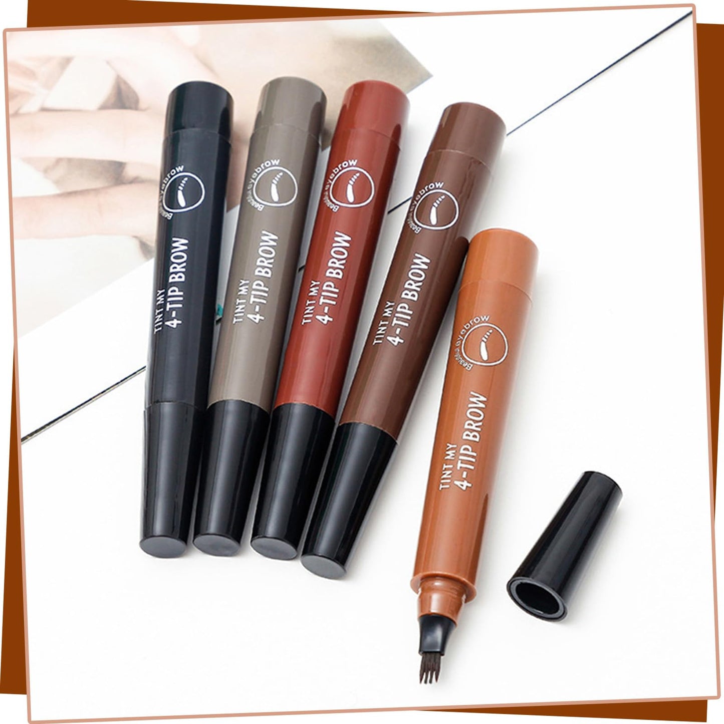 ZoeyShine Waterproof 4-Fork Brow Pen, Smudge-Proof Eyebrow Pencil for Realistic Hair Strokes, Long Wear Brow Marker for Shaping Arches, Filling Gaps and Creating Natural Looking Brows(Light brown)