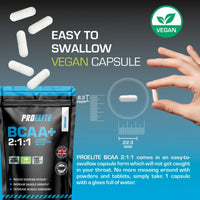 BCAA Capsule 3000mg Per Serving - 360 Vegan Capsules - 2:1:1 Branched Chain Amino Acids Capsules with Vitamin B12 & B6 - BCAA Powder Tablets Alternative - Pre Post Workout for Energy by PROELITE