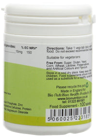 Bio Nutrition Zinc Gluconate - 15mg Zinc - Antioxidant Mineral - 100 vegi-tabs