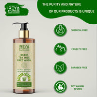Ireya Ayurveda Neem Tea Tree Face Wash - 200ml for Soft & Smooth Skin Made with Neem Extract & Tea Tree oil with Turmeric Extract, Pure, Vegan, Natural, Cruelty Free