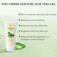 100% Natural Aloe Vera Gel for Face, Body & Hair – 100g Cold Pressed – Soothing, Hydrating & Repairing – Relieves Dry Skin, Sunburn, Blemishes & Itchiness – For All Skin Types