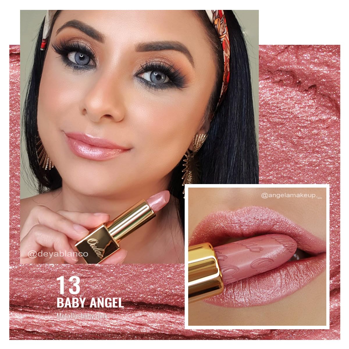 Oulac OULAC Metallic Shine Glitter Lipstick Set, Nude High Impact Lipcolor, Lightweight Soft and Ultra Hydrating, Long Lasting, Vegan 13+27