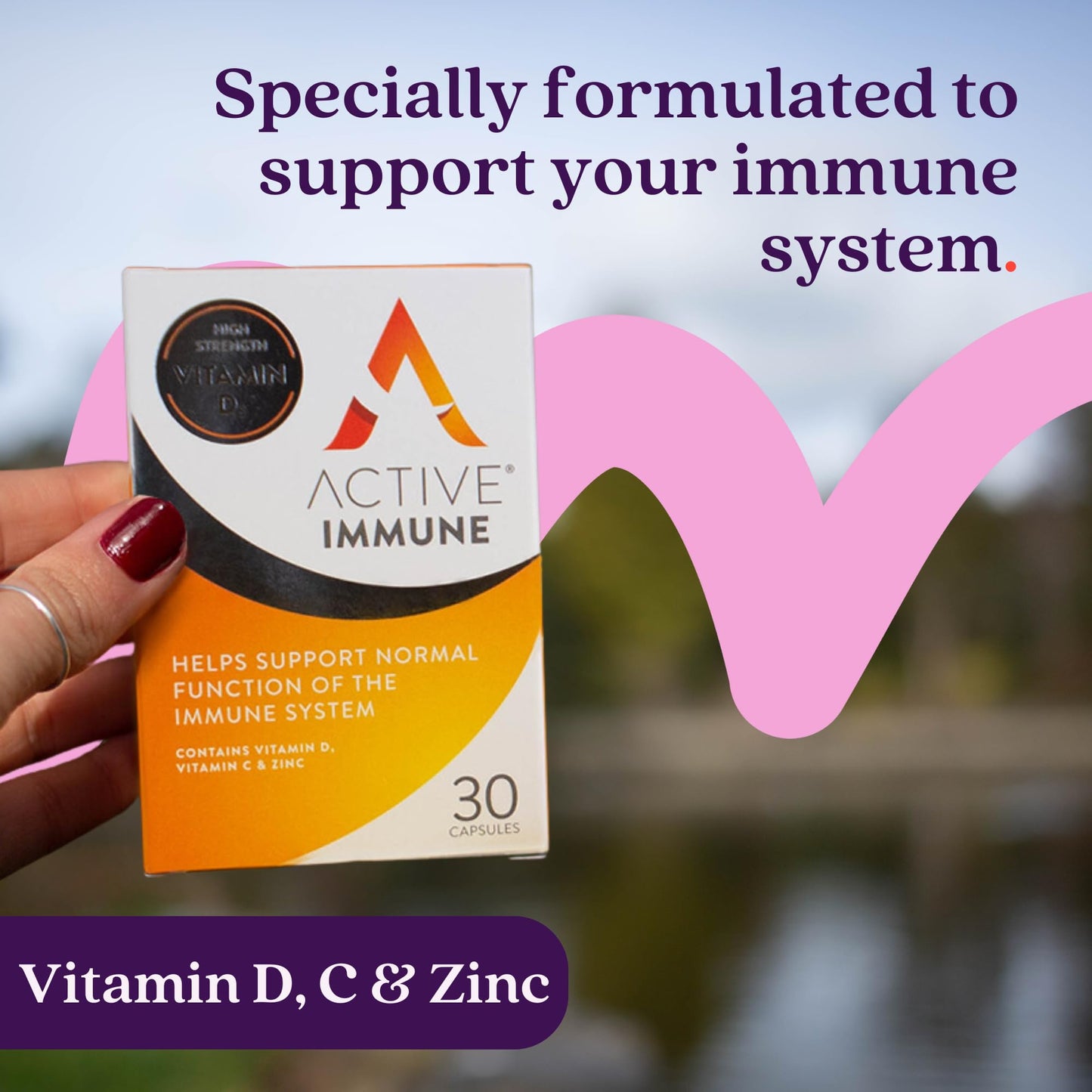 Solvotrin Active Immune Supplement, Vitamin D, C & Zinc, 30 Capsules