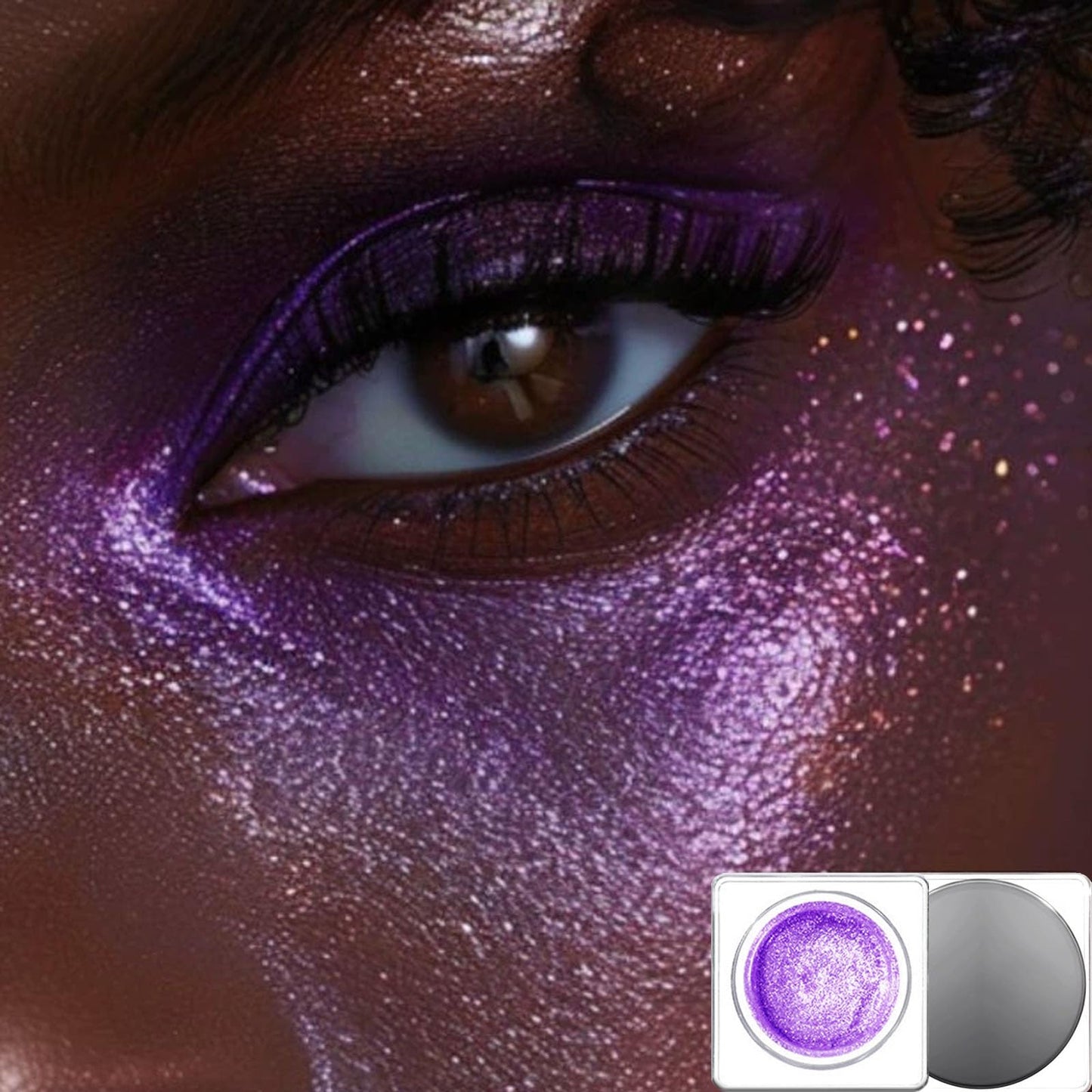 LYNTYAOU Purple Glitter Eyeshadow, Creamy Shimmer Eye Shadow, Liquid Eyeshadow for Women Makeup, Metallic Single Eyes Shadows Cream, Soft Smooth Shiny Shimmering Cool Makeup Palettes