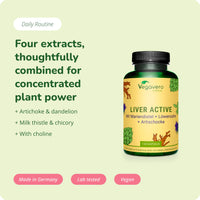 Vegavero Liver Support Supplements | with Artichoke, Chicory & Choline | Natural Cleanse Detox and Repair | NO Additives | 120 Vegan Capsules