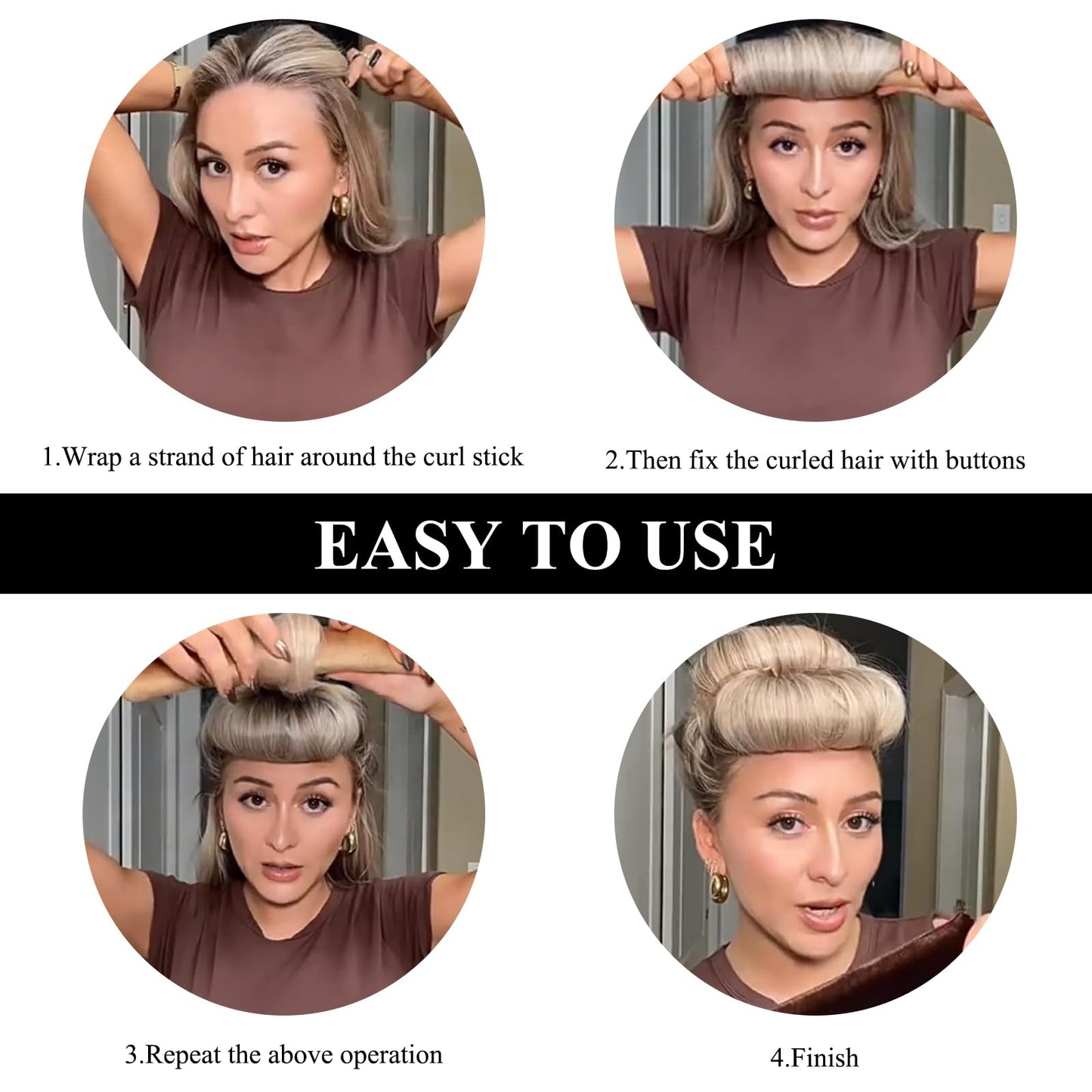 ExcellaElite Heatless Overnight Blowout Rods 3 Pack Heatless Curling Rod, Jumbo Flexi Rods for Hair, Heatless Rods, Blow out Rods - No Heat Curls to Sleep for Curl Rods, Women Long Hair Styling Tools, Black