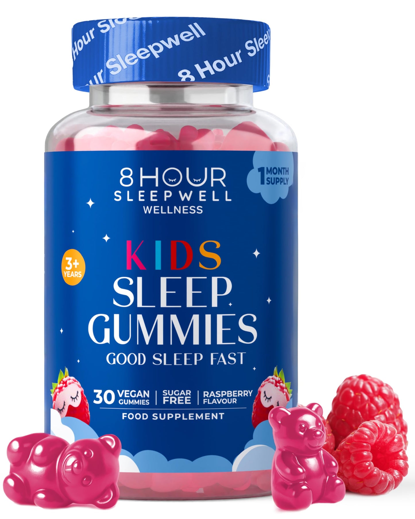 8 Hour Sleepwell Sleep Gummies for Kids – 1 Month Supply | Sugar & Gluten-Free Magnesium Gummies for Growth, Relaxation & Healthy Sleep | 30 Vegan Supplement with Magnesium, L-Theanine & Vitamin B6 | Support Ages 3+