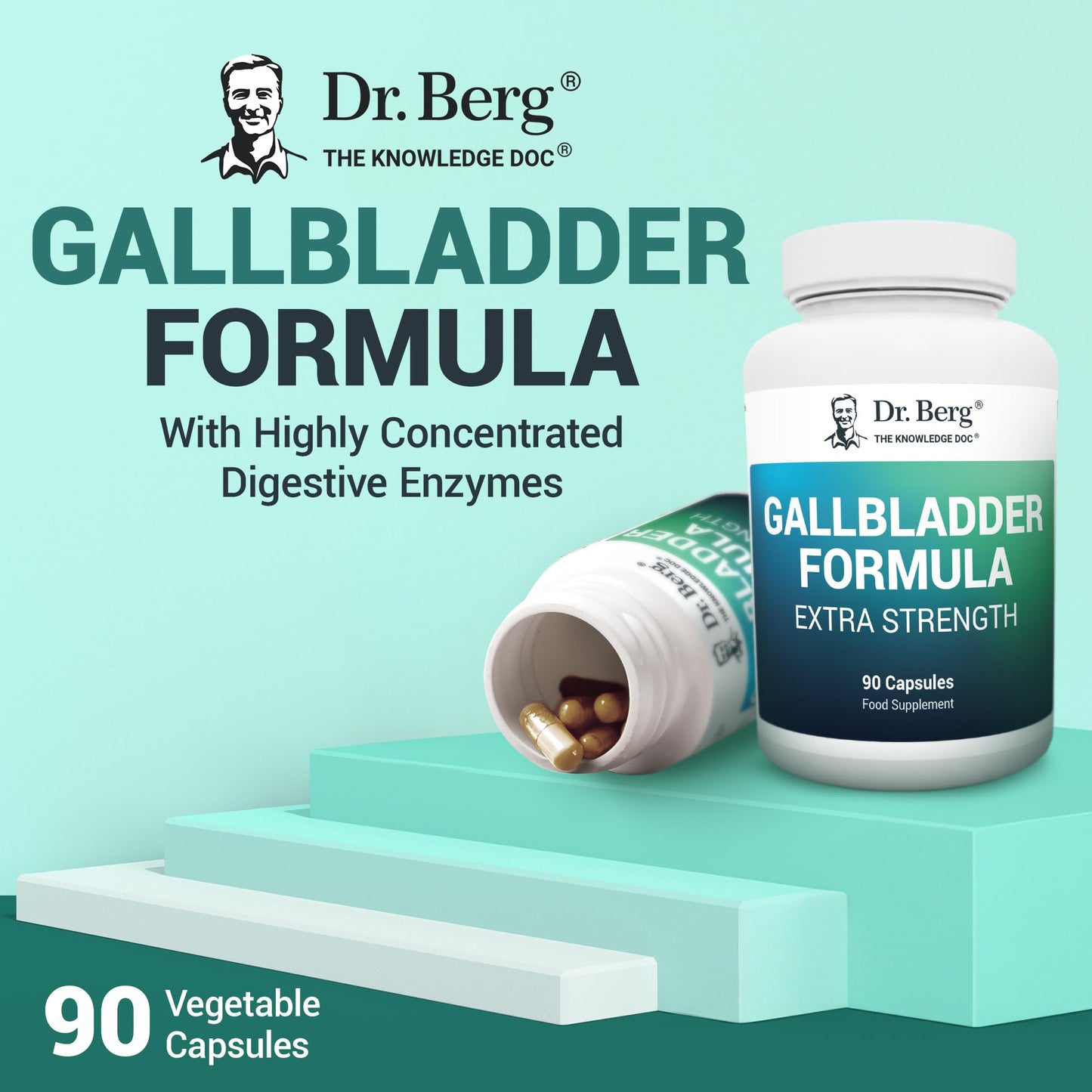 Dr. Berg Nutritionals Dr. Berg's Gallbladder Formula Extra Strength - Promotes Digestive Comfort & Improved Absorption of Nutrients & More Satisfied After Meals - 90 Capsules